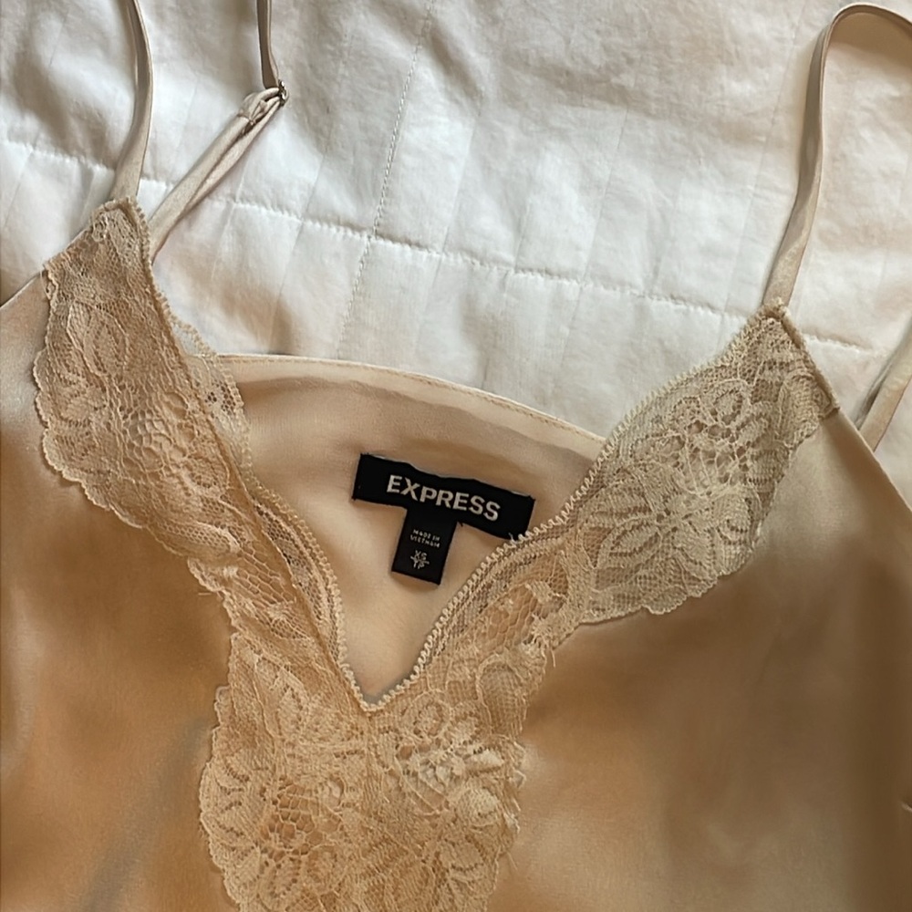 Express Satin Lace Trim V Neck Camisole